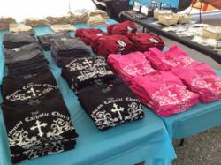 Shirts screen printed with discharge inks